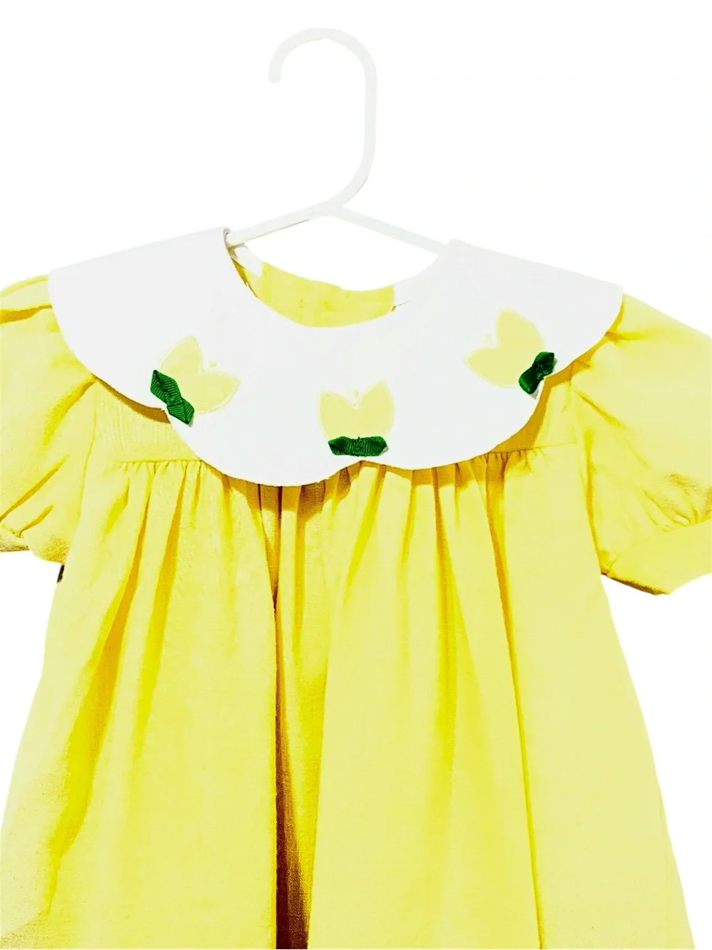 Peaches N Cream Vintage Yellow Tulip Dress 3T Toddler Girls Peter Pan Collar